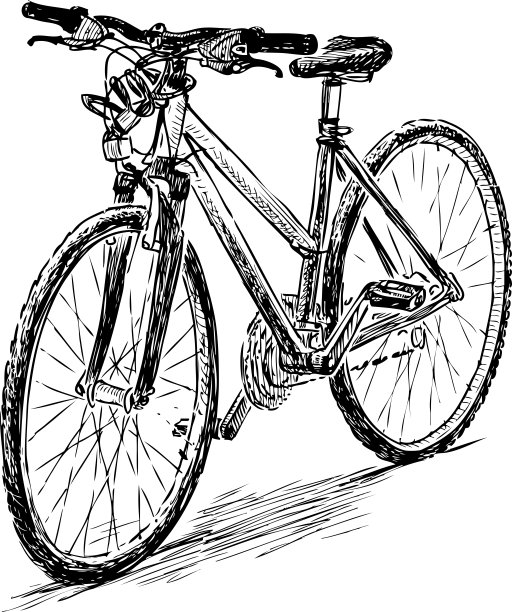 手绘的城市自行车散步图片下载