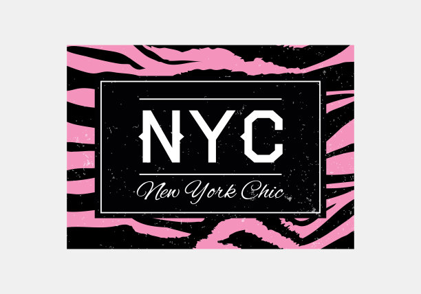 纽约标语印刷斑马或老虎图案的背景。时尚的t恤设计。女孩t恤时髦的印花。图片下载