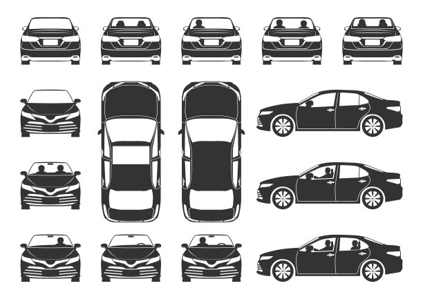 一组汽车图标。图片下载