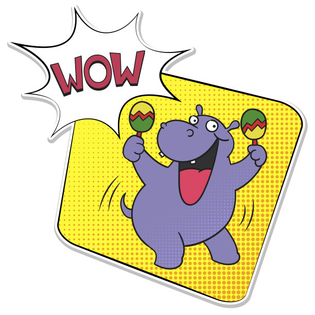 带沙球的跳舞河马贴纸图片下载