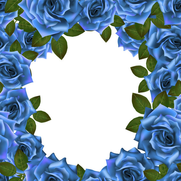 矢量背景框架与蓝色玫瑰和文本的地方图片下载