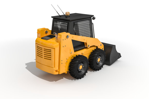 3d推土机在白色的背景图片下载