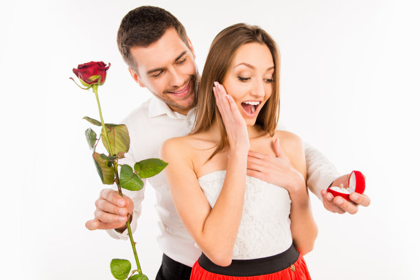 一个年轻人向他的女朋友求婚图片下载