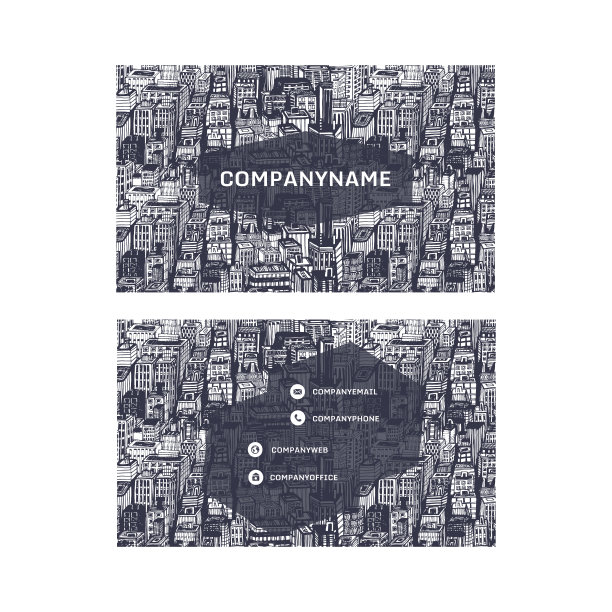 手绘城市景观的房地产名片图片下载