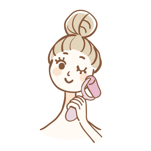 一个女人做面部按摩的插图图片下载