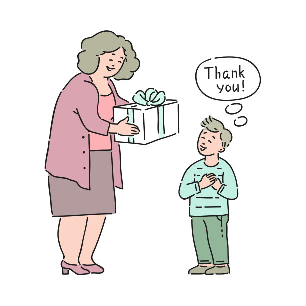 向量有礼貌的孩子感谢你给女人的礼物图片下载