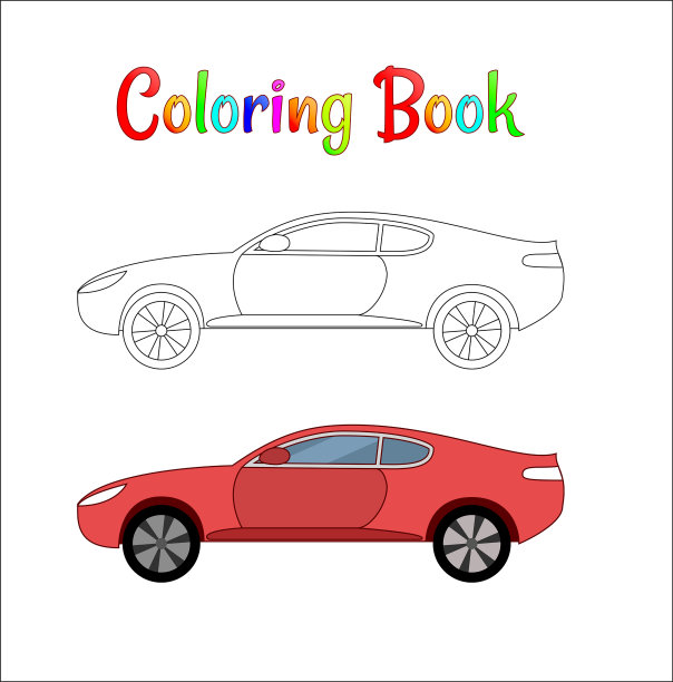 漫画赛车背景矢量插图着色页的孩子。汽车交通和速度。汽车赛车。图片下载