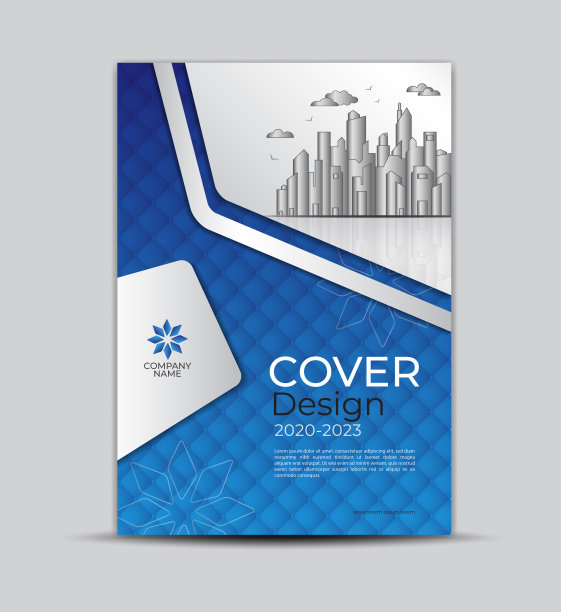 现代封面设计模板，商业小册子传单创意，书籍封面，年度报告，与城市和几何图形背景，矢量布局，a4纸图片下载