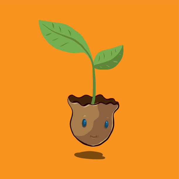 植物种子卡通可爱的角色向量图片下载