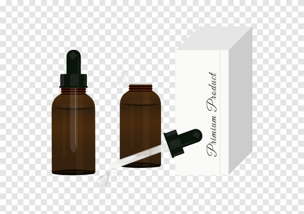 含透明血清滴液，用于包装液体溶液，隔离在透明背景，油膏，药物，草药提取物，芳香油图片下载