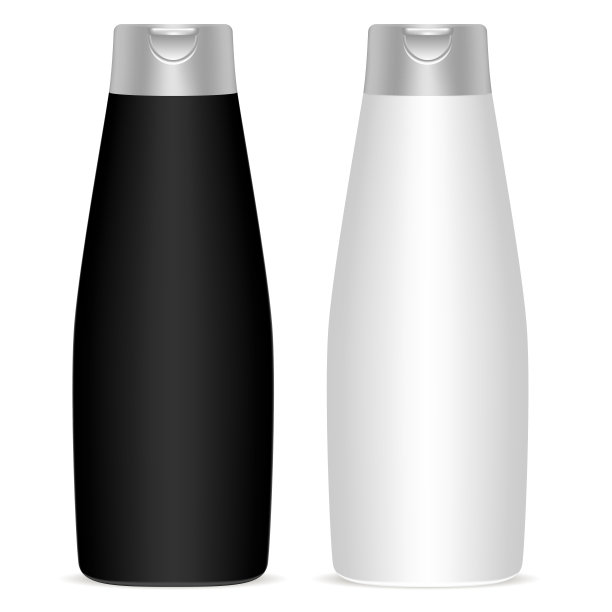 黑色白色化妆品瓶子套装。向量模型图片下载
