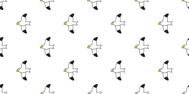 鸟无缝图案矢量海鸥卡通围巾孤立重复背景瓷砖墙纸插图设计图片下载
