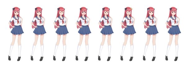 穿着水手服和蓝色裙子的动漫女学生图片下载