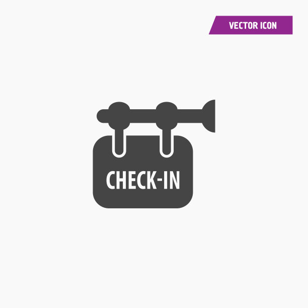 黑色挂酒店，机场登记板图标图片下载