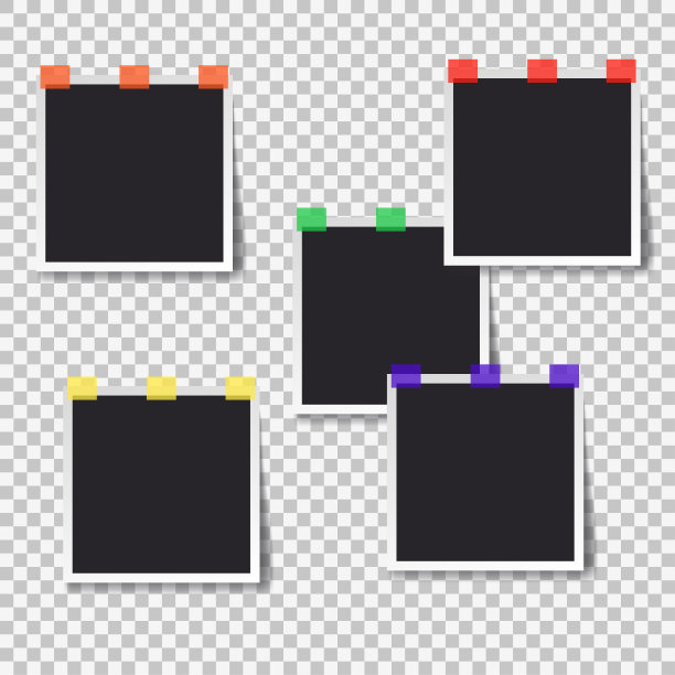 宝丽来黑色空白照片套装，彩色胶带。图片下载
