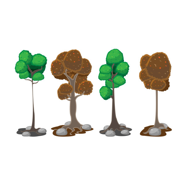 树卡通风格集合集向量图片下载