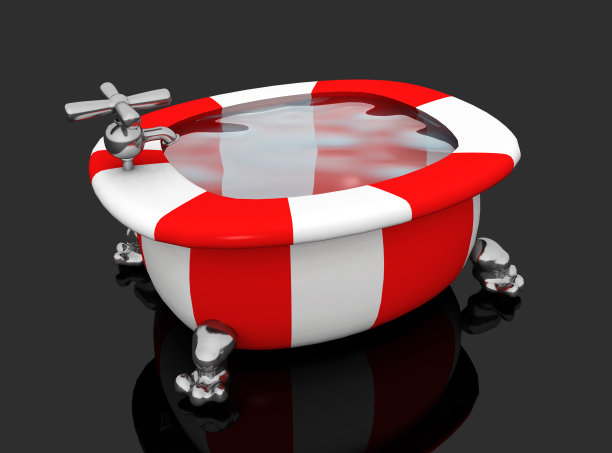 现代的彩色浴缸，以黑色为背景图片下载