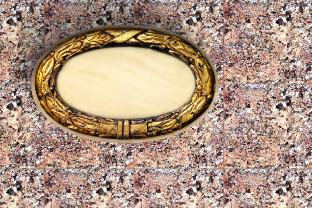 建筑物外花岗岩墙上的空白黄铜铭牌图片下载