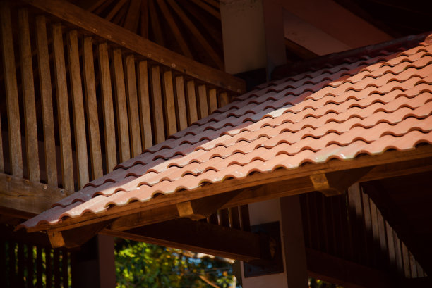 传统建筑的红色屋顶图片下载