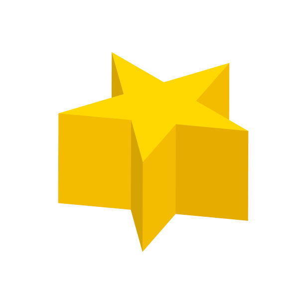 黄色五角星麦棱镜基本简单的三维形状孤立在白色背景，几何五角星麦棱镜图标，星星三维形状符号，剪贴艺术几何星星形状的孩子学习图片下载