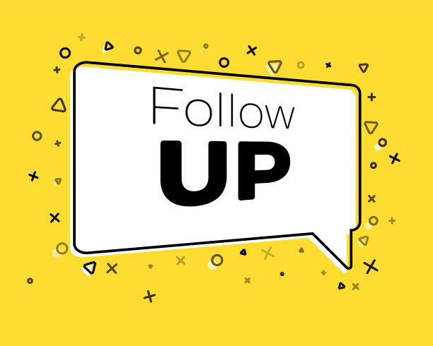 几何旗帜与碑文跟进黄色背景。模板的演讲气泡，横幅，贴纸，价格标签，徽章，海报。矢量图图片下载