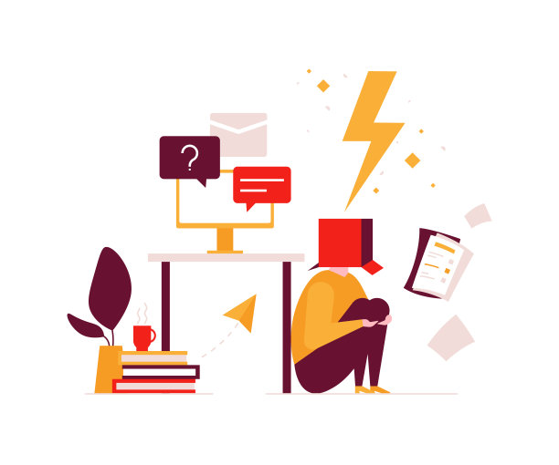 工作倦怠-现代平面设计风格的插图图片下载