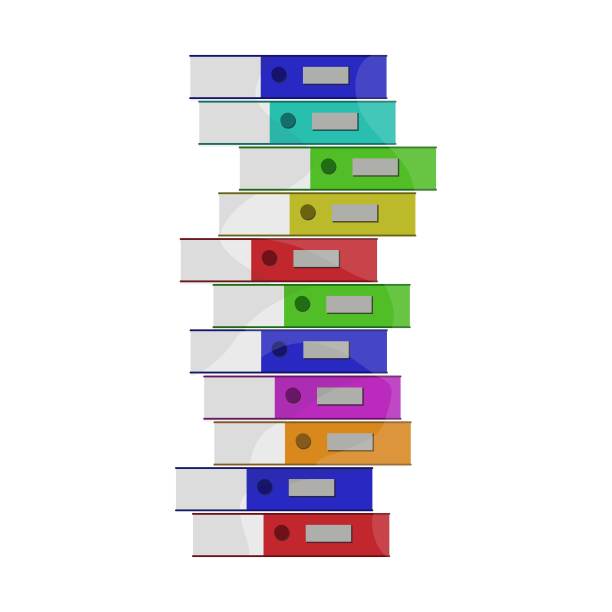 一堆五颜六色的纸板文件夹。在黄色的背景上。从学校，办公室，工作图片下载