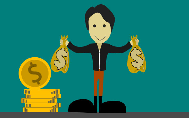 拿着两袋钱的商人图片下载