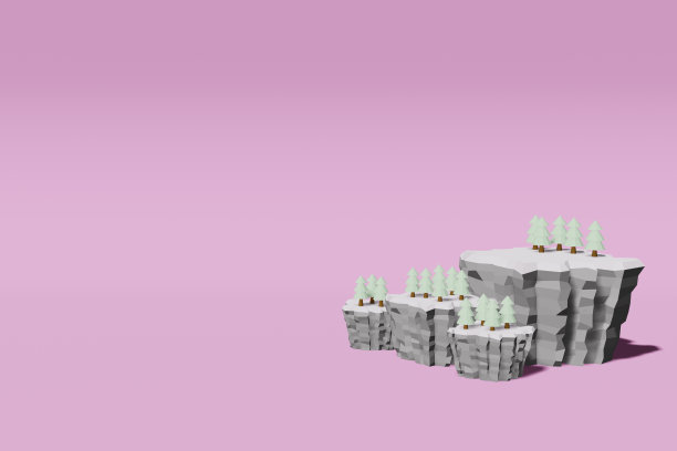 景观低聚3D渲染背景山冒险放松概念蓝色背景图片下载