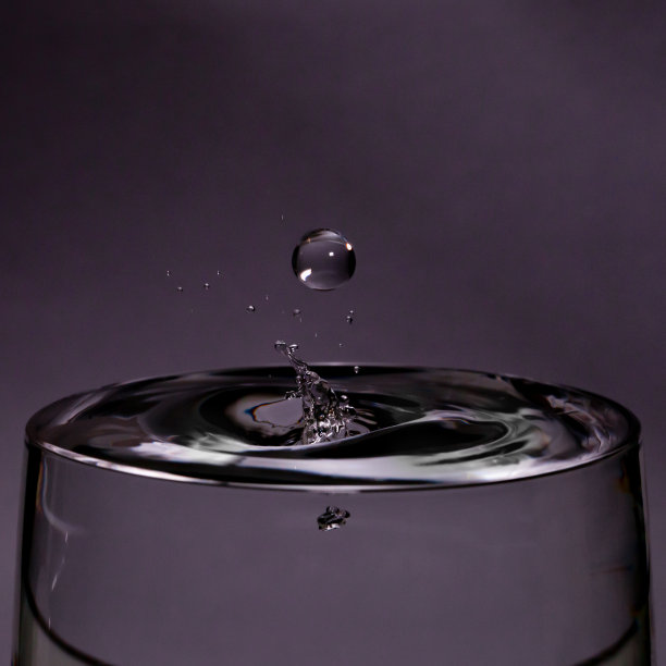 水滴溅入玻璃杯的特写照片图片下载