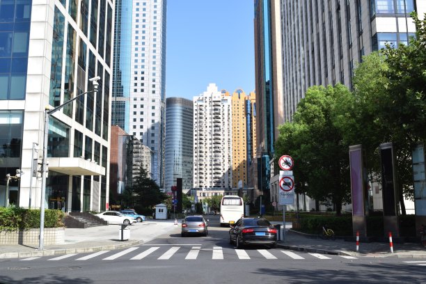 中国上海浦东地区的城市景观图片下载