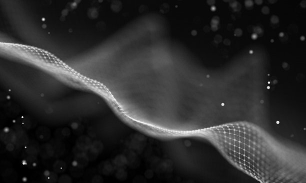 数据技术抽象未来插画。低聚形状与连接的点和线在黑暗的背景。3 d渲染。大数据可视化。图片下载