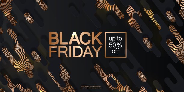 黑色星期五销售矢量横幅，抽象的金色背景，广告标志图片下载