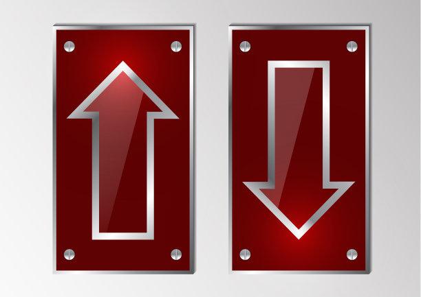 明亮抽象金属板与箭头，指针。闪亮的银色边缘与螺栓。图片下载