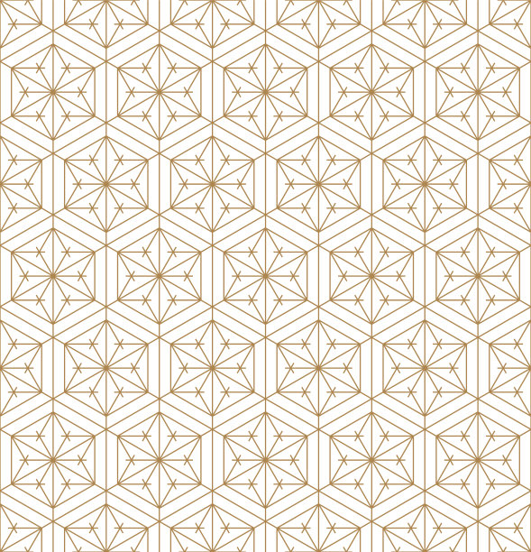 无缝日本图案shoji kumiko在金色。图片下载