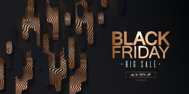 黑色星期五销售矢量横幅，抽象的金色背景，广告标志图片下载