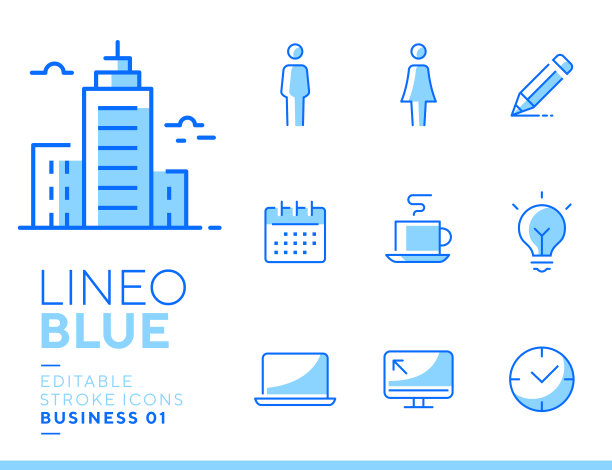Lineo蓝色-办公室和商业线性图标图片下载