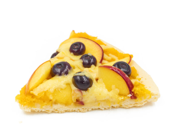 榴莲蓝莓披萨孤立在白色背景。图片下载