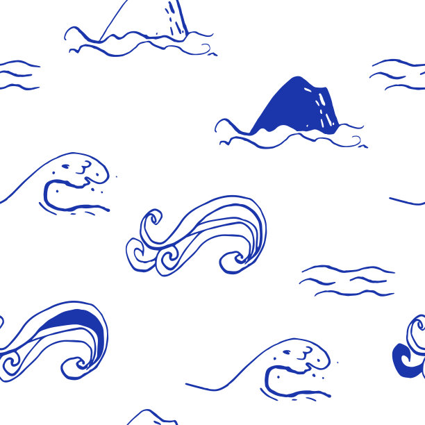 海夏季墨水涂鸦在白色的背景收集。无缝模式。图片下载