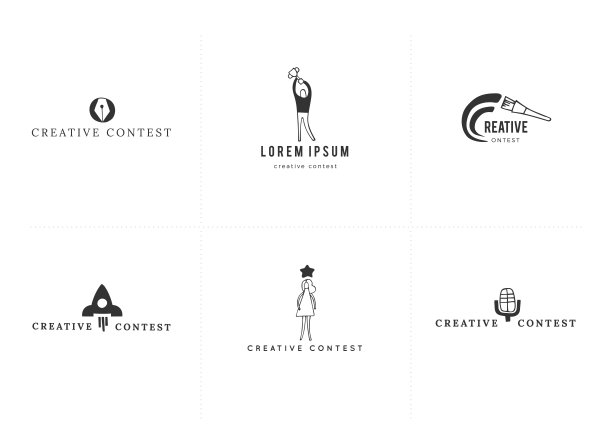 矢量集手绘图标。预制标签模板。创意大赛主题。图片下载