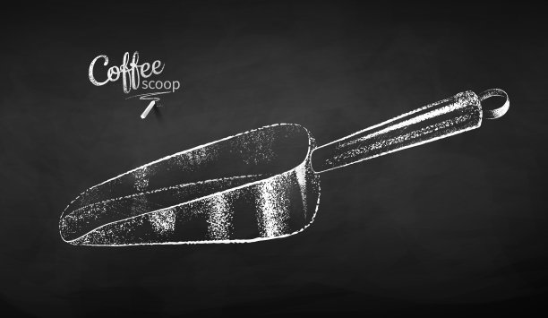 用粉笔画出金属咖啡勺的素描图片下载