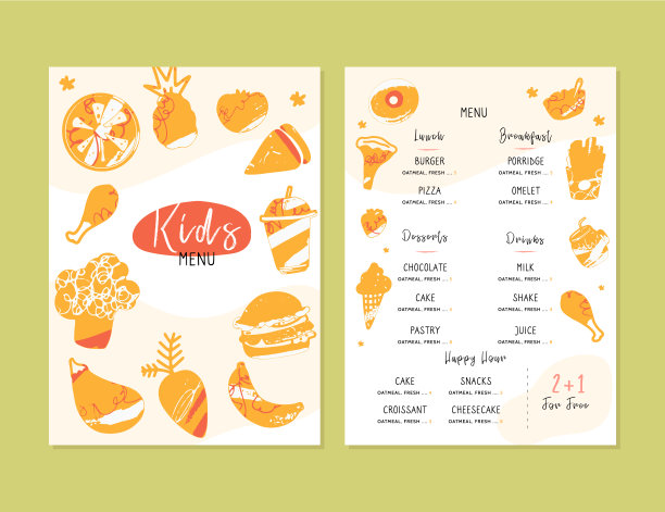 现代涂鸦儿童菜单，伟大的设计为任何目的。健康食品早餐。餐厅、咖啡厅的烹饪理念图片下载