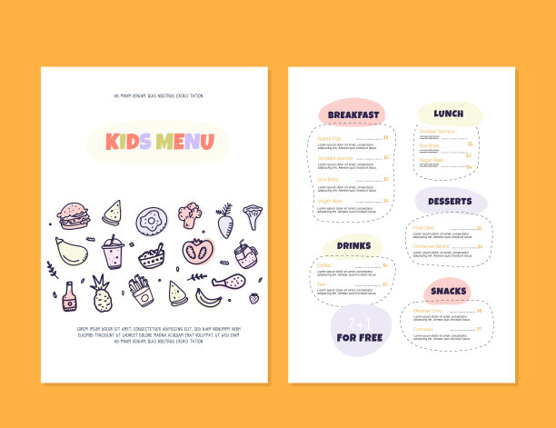 现代涂鸦儿童菜单，伟大的设计为任何目的。健康食品早餐。餐厅、咖啡厅的烹饪理念图片下载