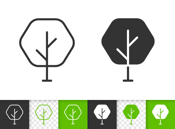 抽象几何树简单直线矢量图标图片下载
