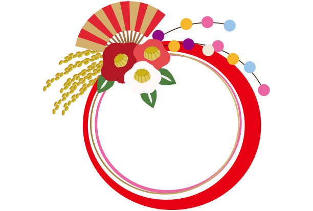 日本新年装饰插图。新年的墙壁装饰。吉祥的内部。日本新年装饰品。新年横幅的材料。材料设计。图片下载