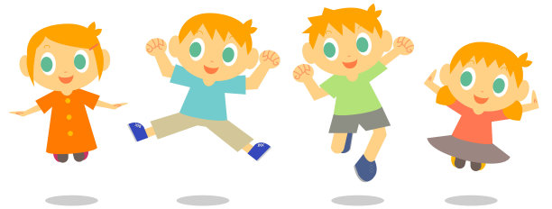 微笑的孩子跳跃的姿势设置图片下载