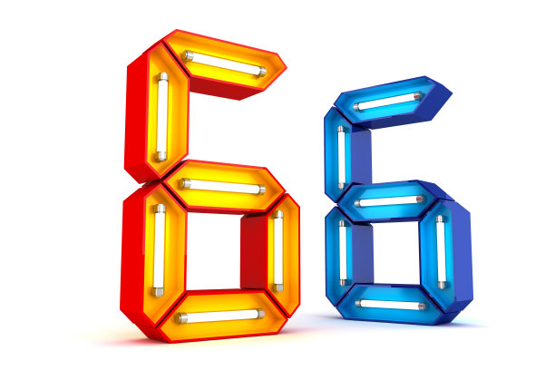 霓虹灯数字数字3d渲染的白色背景图片下载