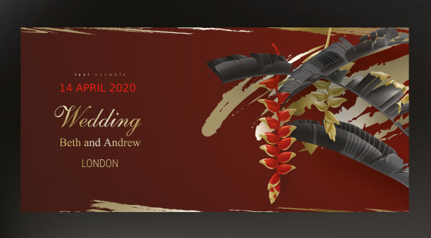 热带黑色和金色的叶子在黑暗的背景图片下载