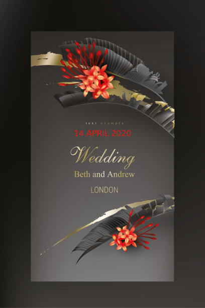 热带黑色和金色的叶子在黑暗的背景图片下载