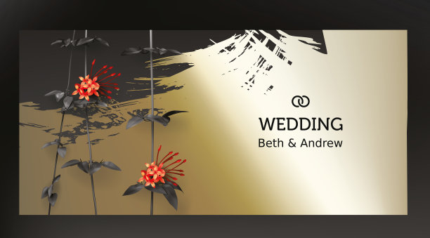 热带黑色和金色的叶子在黑暗的背景图片下载